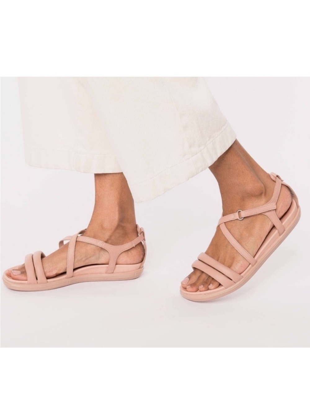 ECCO Simpil Sandal Cross Strap Flat Sport Blush Pink Leather Size 40 US 9-9.5